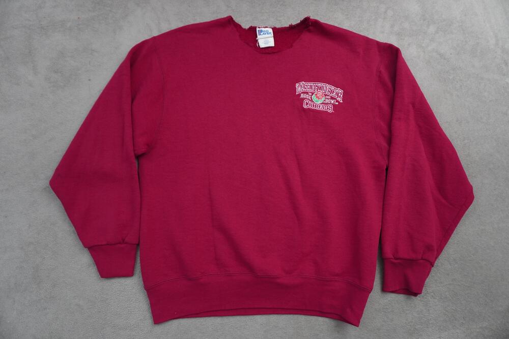 Vintage Washington State Cougars Sweatshirt Mens Large Red Rose Bowl Pro Player